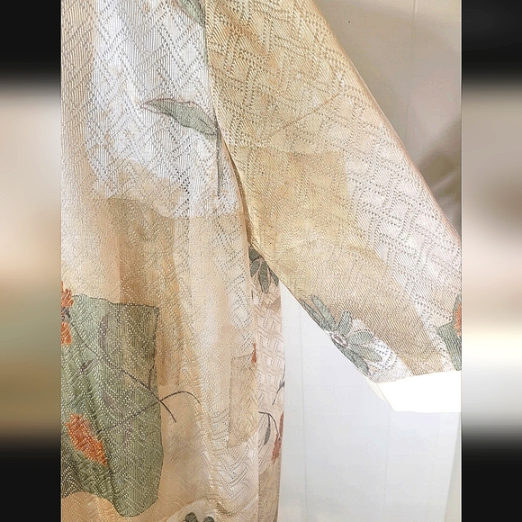 Vintage R&M Richards 18WP Green Gold Floral Sheer Kimono - Picture 6 of 9